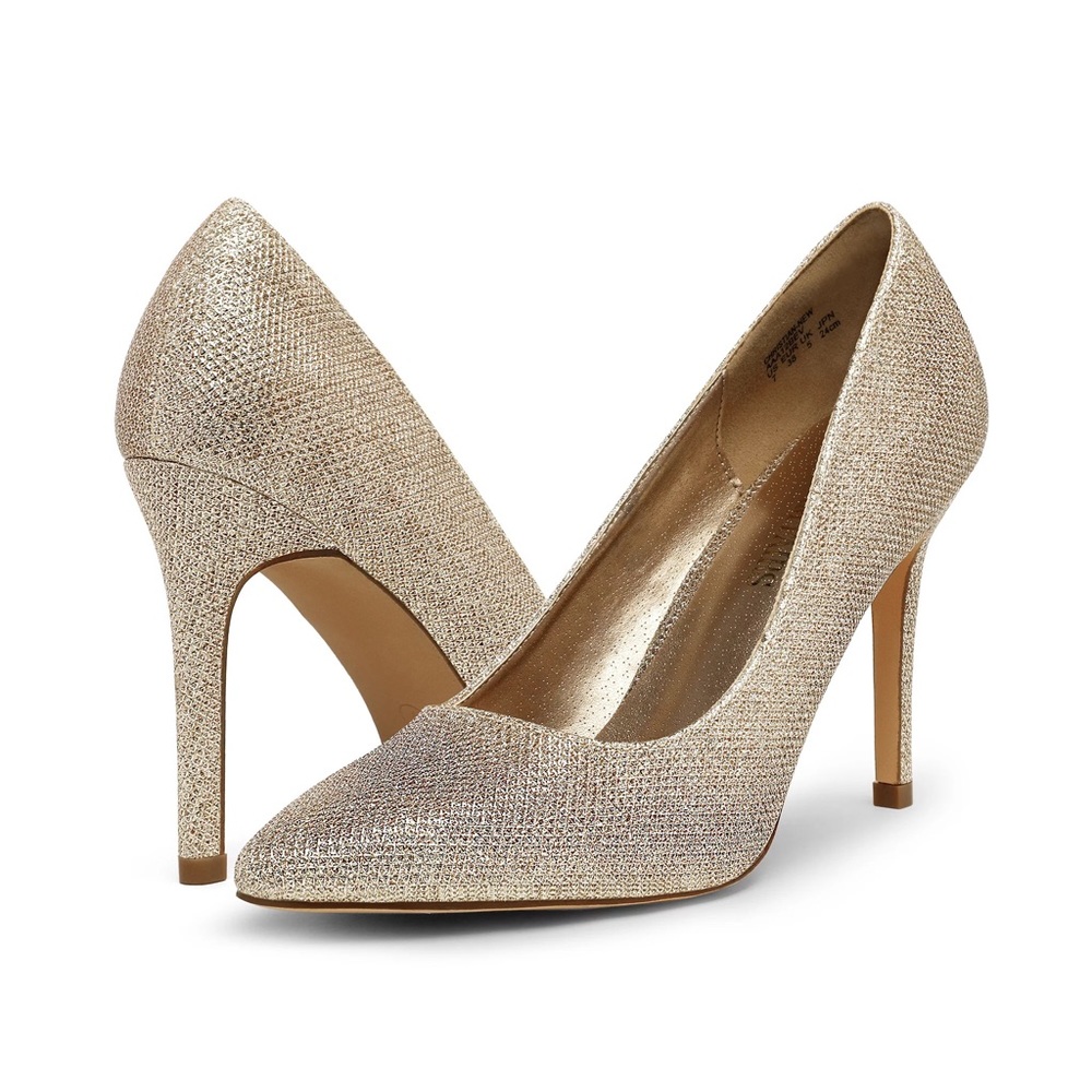 Dream Pairs Pointed Toe High Heel Shoes GOLD/GLITTER Size 8.5